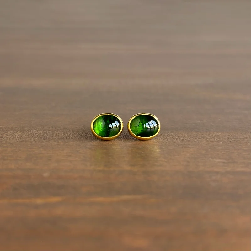 Upgrade Your Jewelry Collection For Less Oval Green Tourmaline Cabochon Stud Earrings