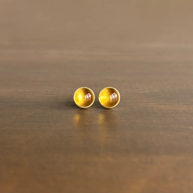 Shop Handcrafted Jewelry At Special Promotional Rates Round Citrine Cabochon Stud Earrings