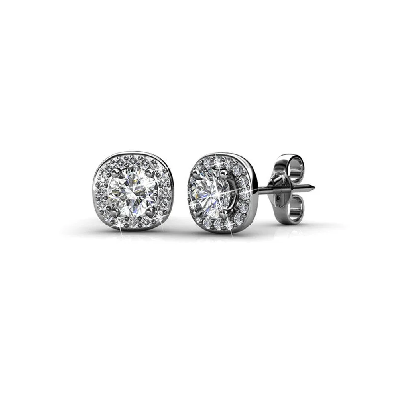 Unmissable Jewelry Clearance – Final Reductions Ruth 18k White Gold Plated Halo Stud Earrings with Swarovski Crystals