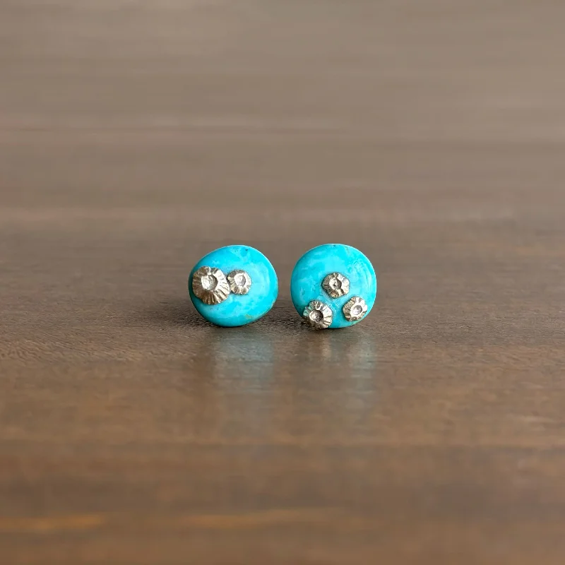 Jewelry Sale Bonanza – Grab Your Sparkle Now Turquoise Ruthie B. Stud Earrings with Barnacles