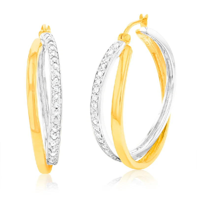Get The Best Deals On Timeless Jewelry Pieces 1/2 Carat Diamond Hoop Earrings in Gold Plated Silver