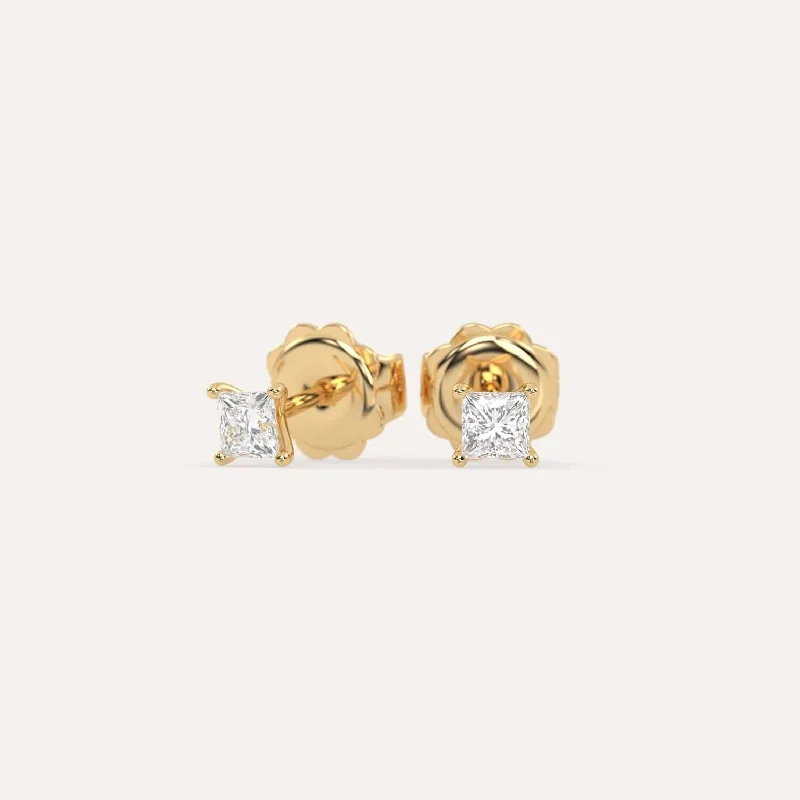 Customized Silver Jewelry For Unique Style 1/2 carat Princess Diamond Stud Earrings Customized Silver Jewelry For Unique Style 1/2 carat Princess Diamond Stud Earrings