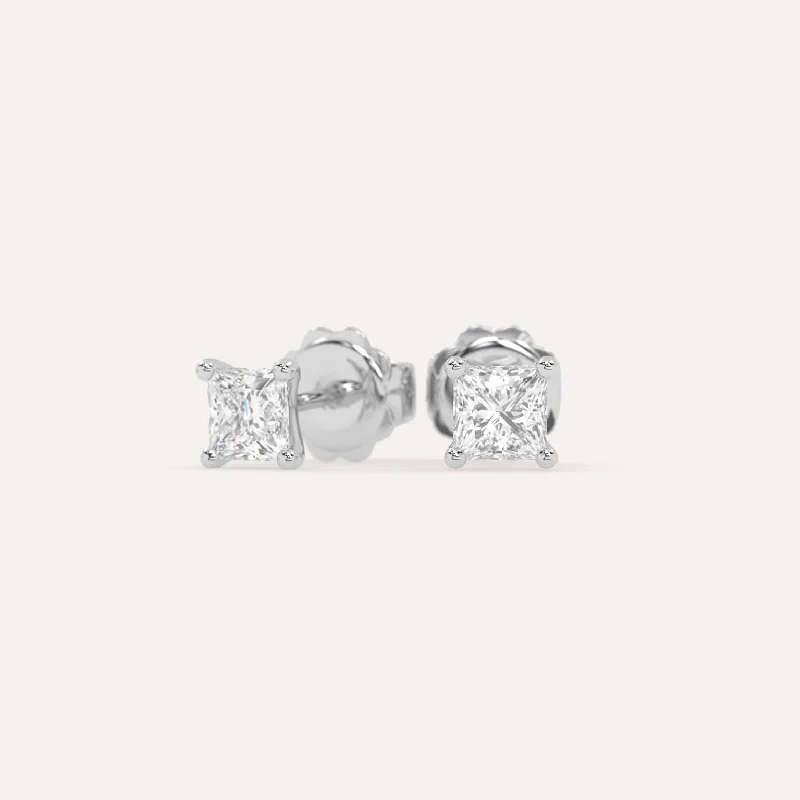 Upgrade Your Jewelry Collection For Less 1 carat Princess Diamond Stud Earrings LAB