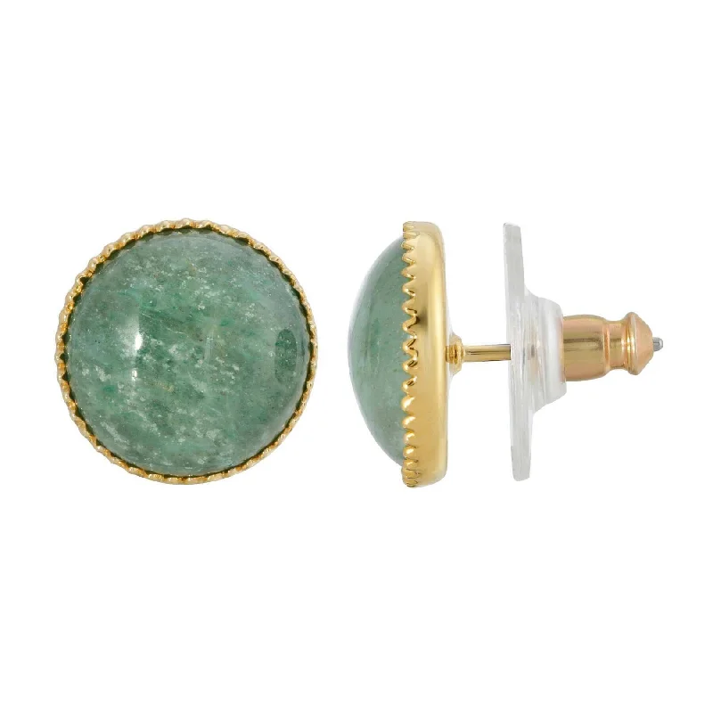 Premium Jewelry Now Available At Special Discounts 1928 Jewelry Round Green Aventurine Semi Precious Stud Earrings