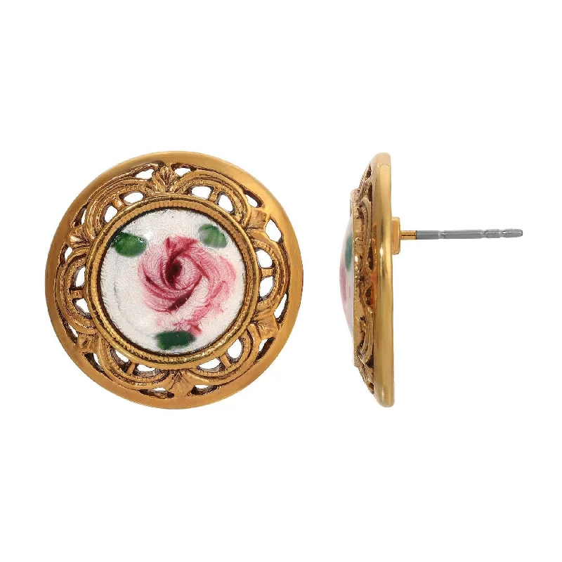 Gorgeous Jewelry, Limited-Time Savings 1928 Jewelry Artisan Pink Rosebud Round Stud Earrings