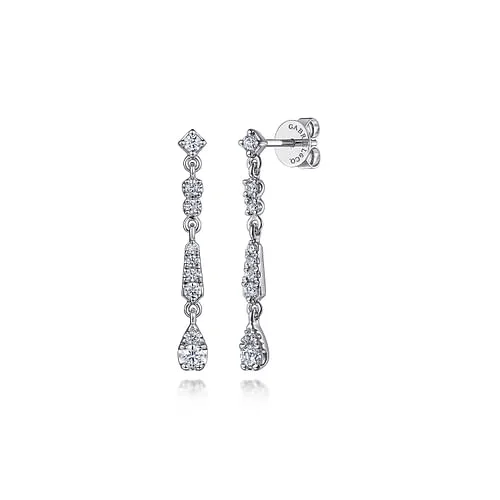 The Perfect Jewelry Piece At The Perfect Price 14K White Gold Linear Diamond Drop Stud Earrings