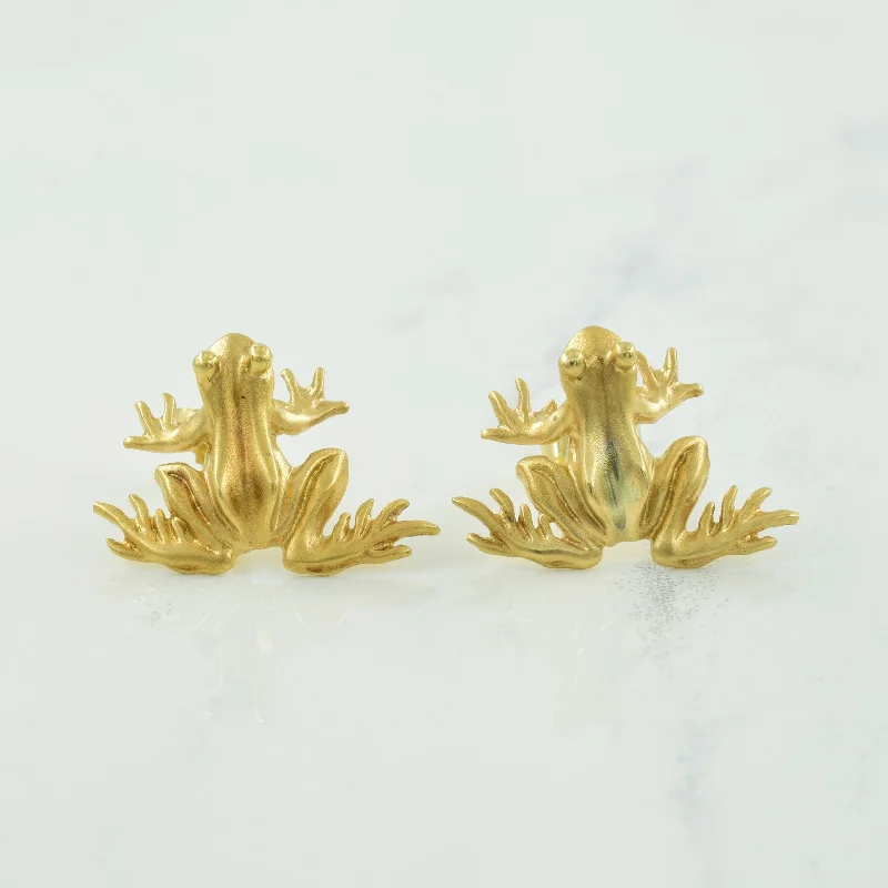 Discounted Luxury Jewelry – Shine Without The Splurge 14k Yellow Gold Frog Stud Earrings |