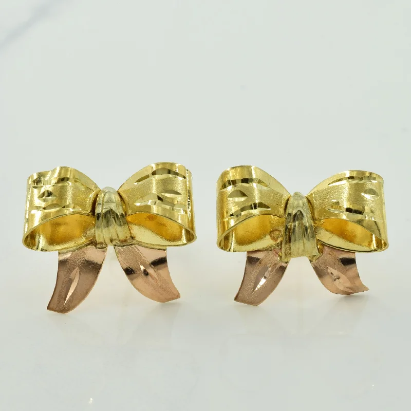 Versatile Layering Jewelry For Effortless Chic 14k Yellow & Rose Gold Bow Tie Stud Earrings |