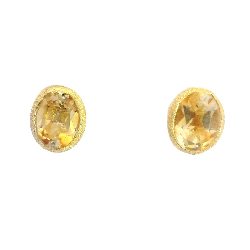 Seasonal Jewelry Clearance – Best Styles At The Lowest Prices 18K Yellow Gold Vermeil Oval Citrine Stud Earrings