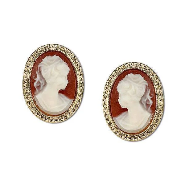 Shop Dazzling Jewelry At The Best Prices 1928 Jewelry Dark Carnelian Red Victorian Style Cameo Stud Earrings