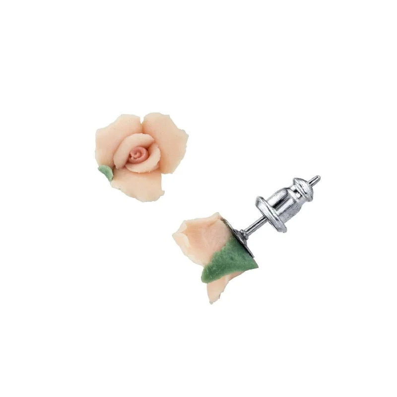 Once-A-Year Jewelry Sale – Grab Your Favorites Now 1928 Bridal Petite Porcelain Rose Stud Earrings