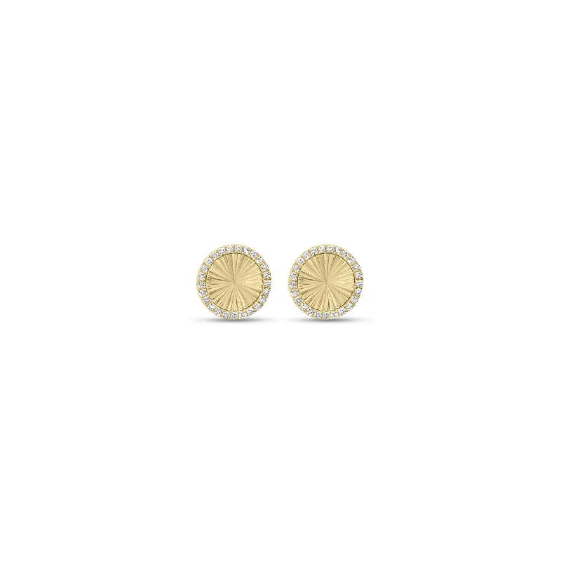 Affordable Gold-Plated Jewelry For Modern Fashion Diamond & Ridged Gold Button Stud Earrings Affordable Gold-Plated Jewelry For Modern Fashion Diamond & Ridged Gold Button Stud Earrings