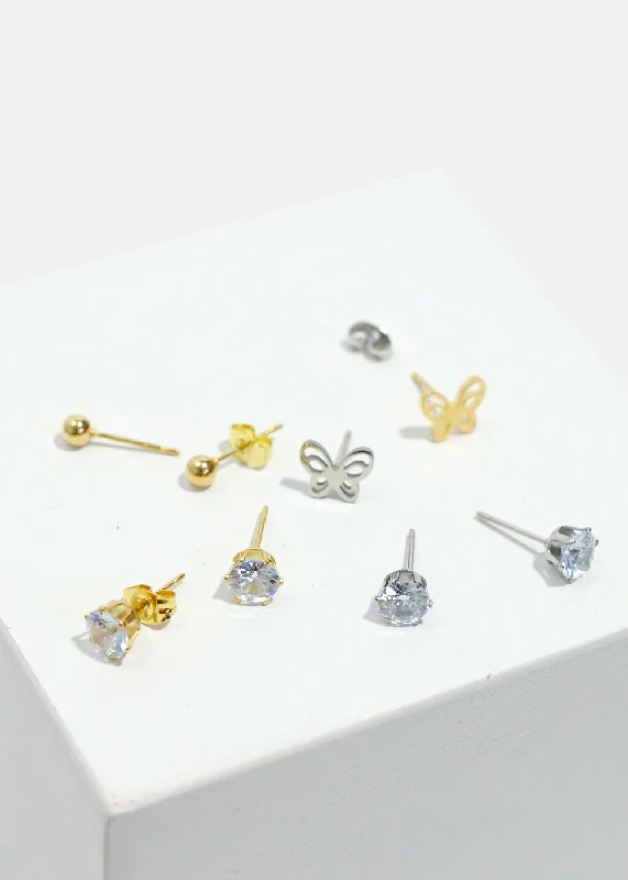 Shop Jewelry That Shines Without The High Price 3-Pair Butterfly & Gemstone Stud Earrings