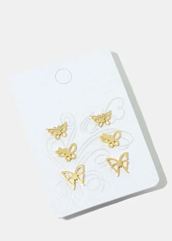 Affordable Elegance – Special Jewelry Sale Now Live 3-Pair Butterfly Stud Earrings