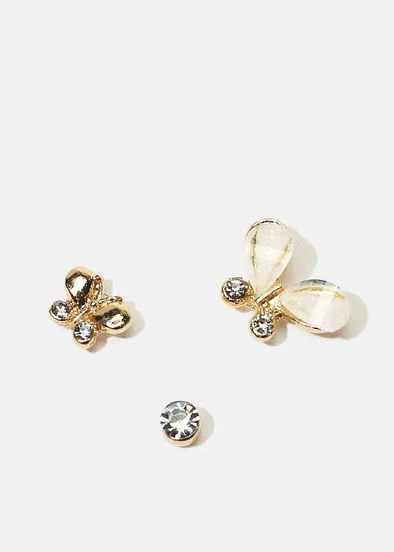 Make Your Outfit Shine With Discounted Jewelry 3-Pair Butterfly Stud Earrings