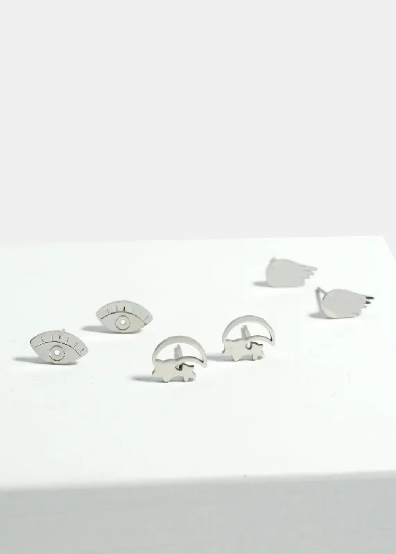 Save On Luxury Jewelry Pieces – Limited-Time Offers 3-Pair Eye & Wings Stud Earrings