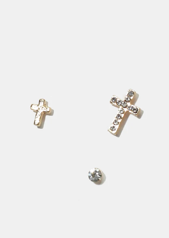 The Perfect Accessory For Less – Jewelry Sale Live 3-Pair Rhinestone Cross Stud Earrings
