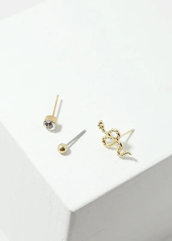Jewelry Clearance – Final Chance To Save Big 3-Pair Snake Stud Earrings