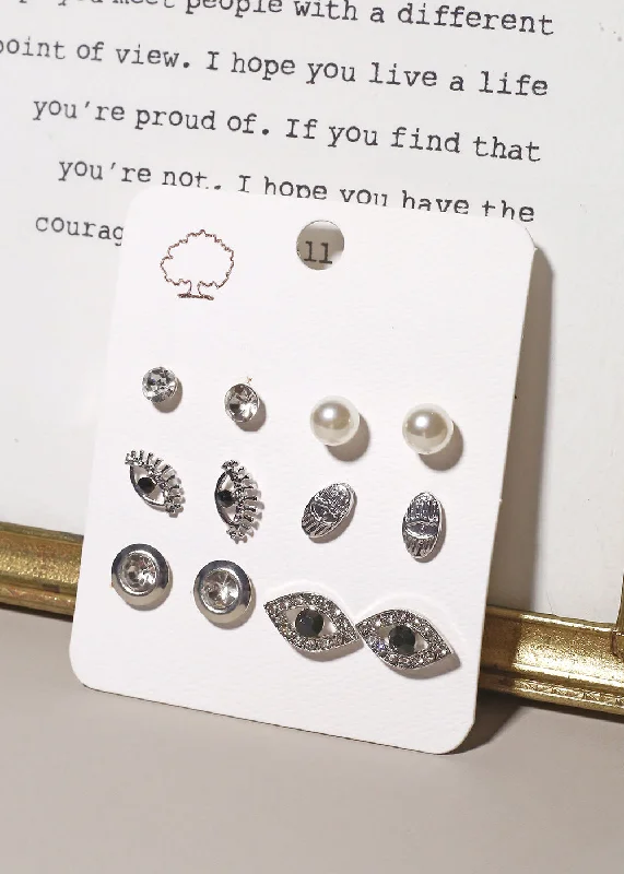 Exclusive Jewelry Markdowns – Limited-Time Offer 6-Pair Eye Stud Earrings