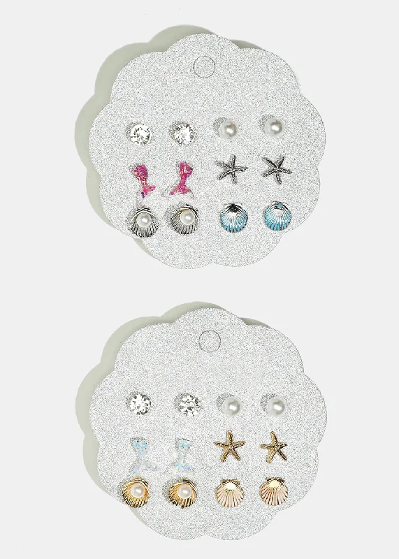 Get Ready To Sparkle – Special Jewelry Discounts 6-Pair Seashell Stud Earrings