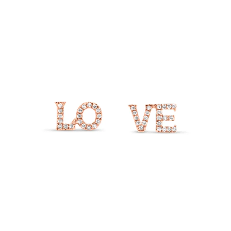 Huge Markdowns On Premium Jewelry Styles Diamond “LOVE” Stud Earrings