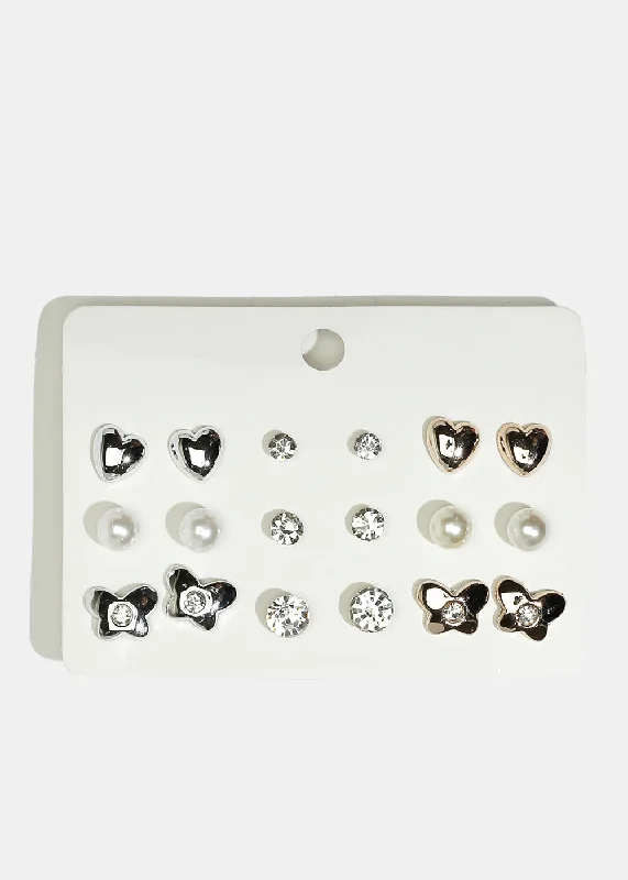 Timeless Elegance At Unbelievable Discounts 9-Pair Stud Earrings