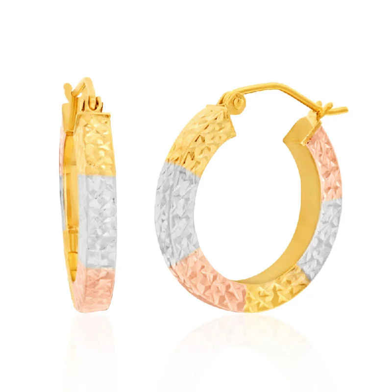 High-End Sparkle, Low-End Prices – Jewelry Sale Live 9ct Mutlitone Gold Silver Filled Square Hoops Earrings