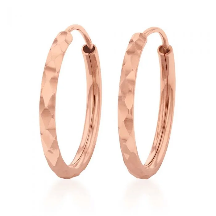 Shop Trending Jewelry With Exclusive Savings 9ct Silverfilled Rose Gold 15mm Diamond Cut Sleeper Earrings
