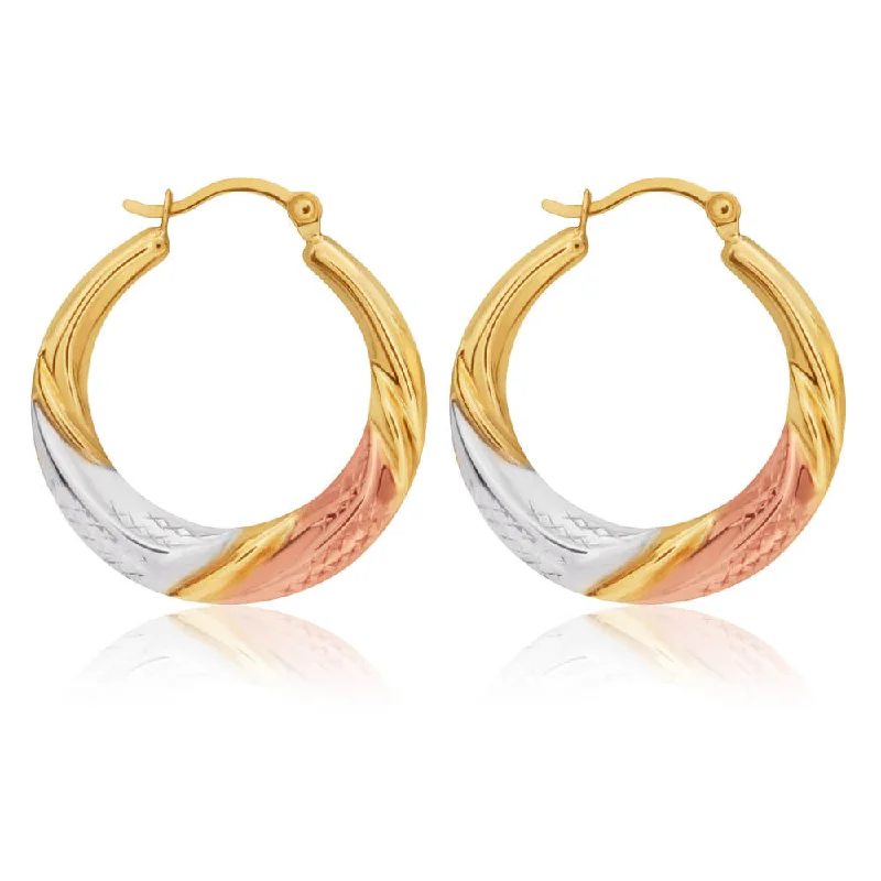 Glamorous Jewelry, Glamorous Deals – Shop Now 9ct Three tone twist Earrings