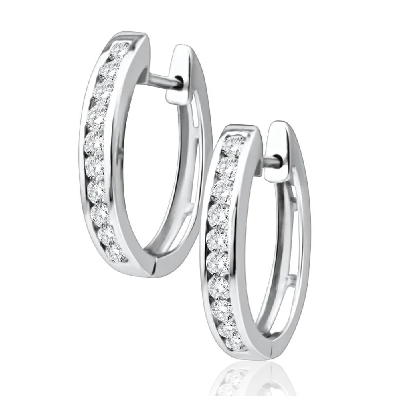 Breathtaking Jewelry, Breathtaking Prices 9ct White Gold Radiant Diamond Hoop Earrings