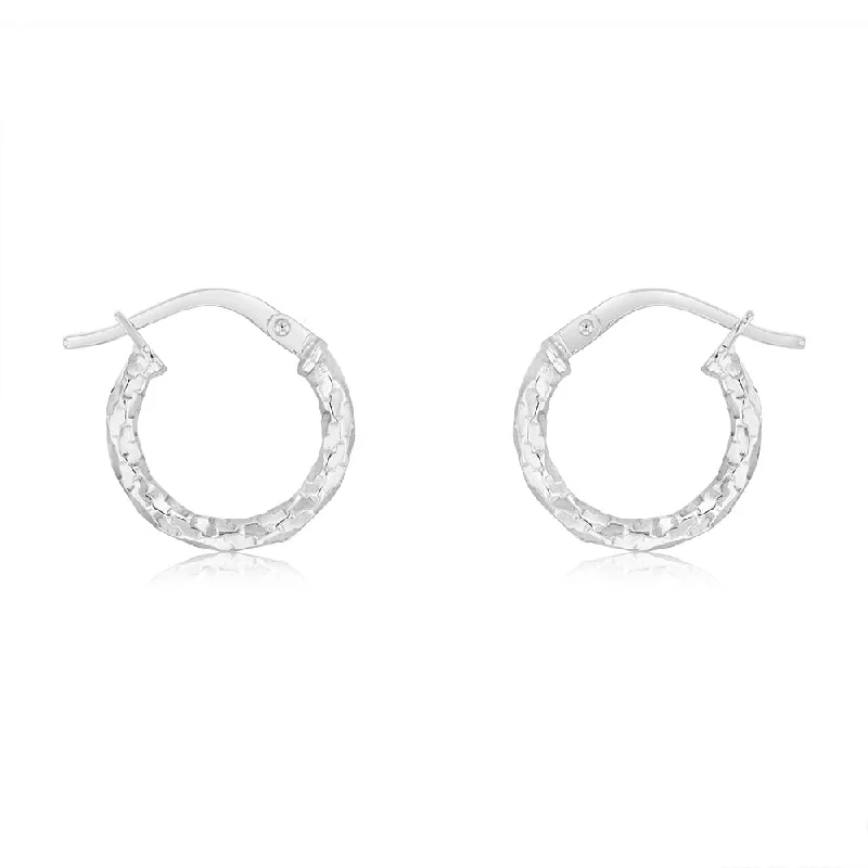 Discounted Luxury Jewelry – Shine Without The Splurge 9ct White Gold Silverfilled Fancy Twisted 10mm Hoop Earrings