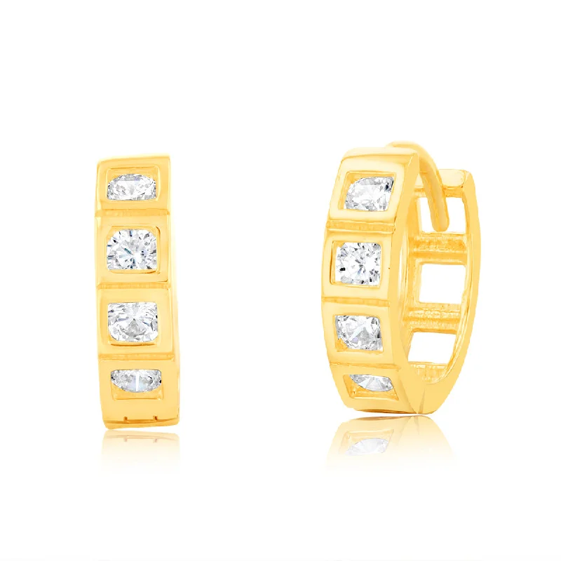 Elegant Jewelry, Affordable Luxury – Shop Now 9ct Yellow Gold 10mm Cubic Zirconia Huggie Earrings