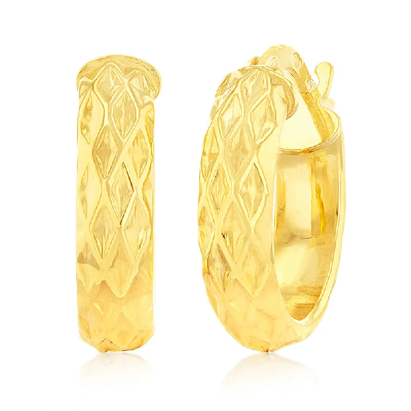 Bestselling Jewelry At Special Promotional Rates 9ct Yellow Gold 10mm Diamond Cut Hoop Earrings
