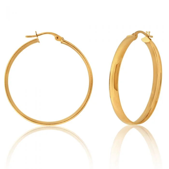 Shop Elegant Jewelry At Unbeatable Prices 9ct Yellow Gold 30mm Plain Hoop Earrings