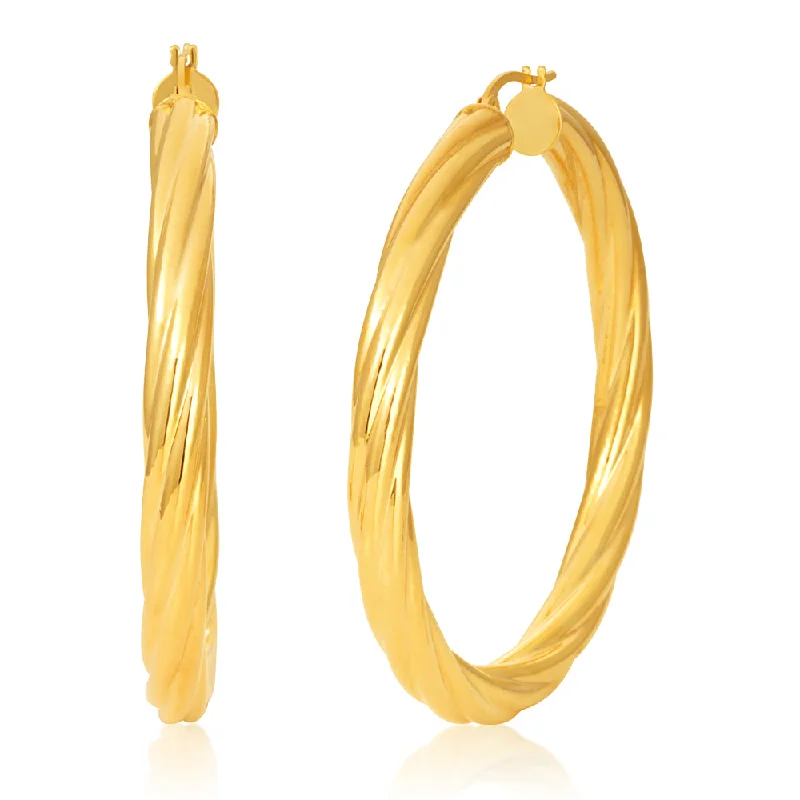 Luxury Jewelry Without The Luxury Price Tag 9ct Yellow Gold 40mm Twisted Striped Hoop Earrings 9Y Luxury Jewelry Without The Luxury Price Tag 9ct Yellow Gold 40mm Twisted Striped Hoop Earrings 9Y