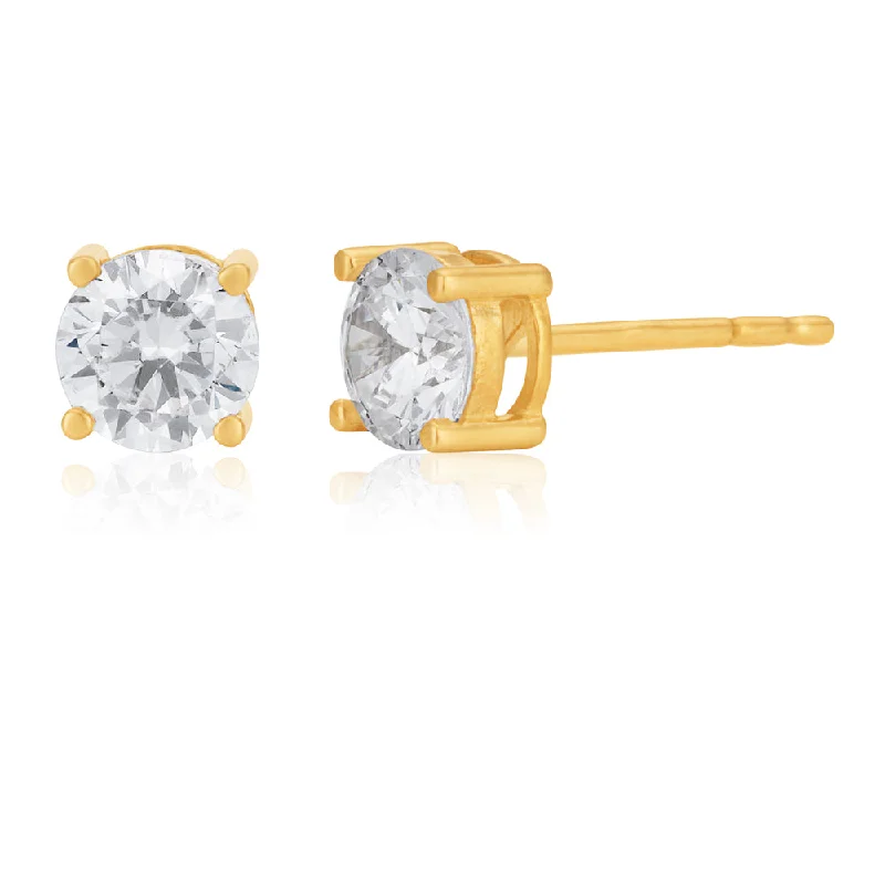 Shop Jewelry That Shines Without The High Price 9ct Yellow Gold 5mm Cubic Zirconia Round Studs 3mm