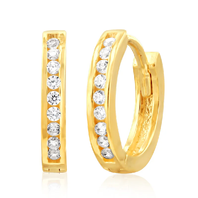 Elevate Your Jewelry Collection With Limited-Time Savings 9ct Yellow Gold Cubic Zirconia On 8mm Hoop Earrings