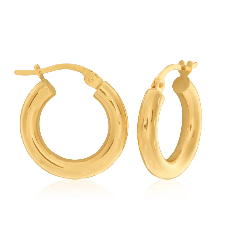 Buy More, Save More – Special Jewelry Discounts 9ct Yellow Gold Diamond Cut 10MM Hoop Earrings