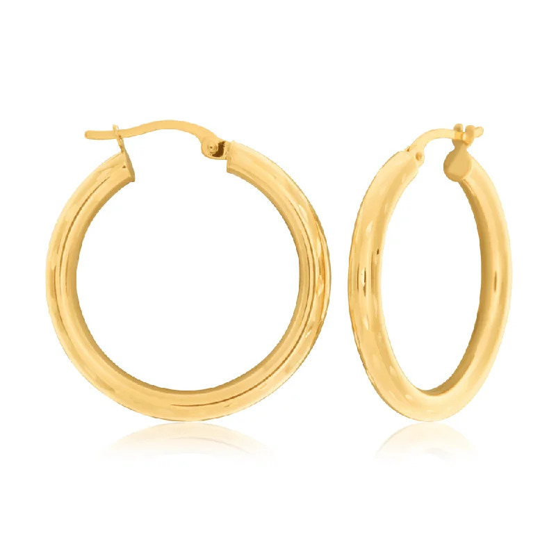 Your Dream Jewelry At Dream Prices – Shop Now 9ct Yellow Gold Diamond Cut 20mm Hoop Earrings