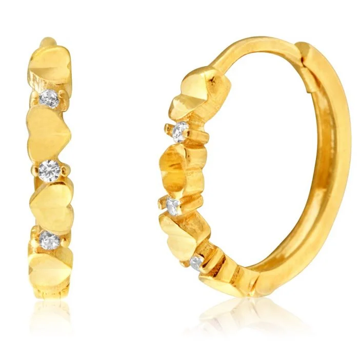 Limited-Stock Jewelry Sale – Shop Before It's Gone 9ct Yellow Gold Diamond Cut Cubic Zirconia Hoops