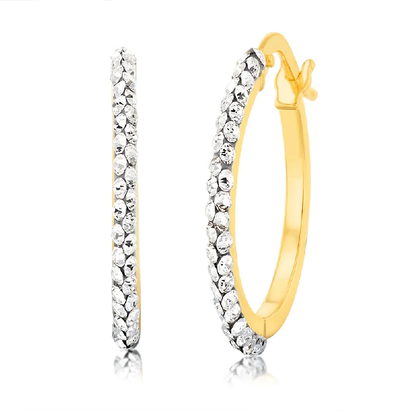Modern Statement Jewelry For Bold Styling 9ct Yellow Gold Filled 15mm Crystal Hoop Earrings Modern Statement Jewelry For Bold Styling 9ct Yellow Gold Filled 15mm Crystal Hoop Earrings