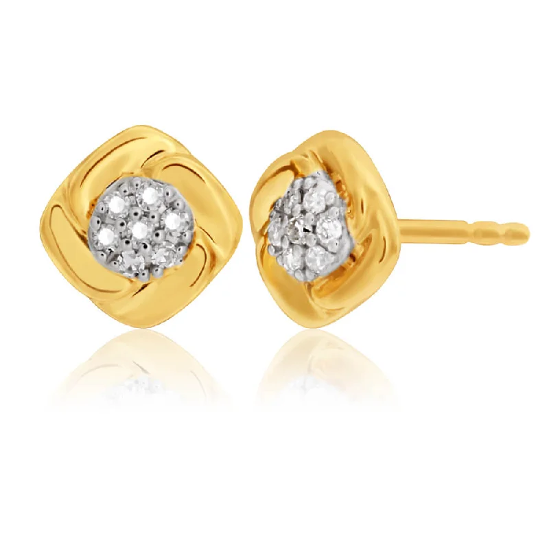 Make Your Outfit Shine With Discounted Jewelry 9ct Yellow Gold Gorgeous Diamond Earrings
