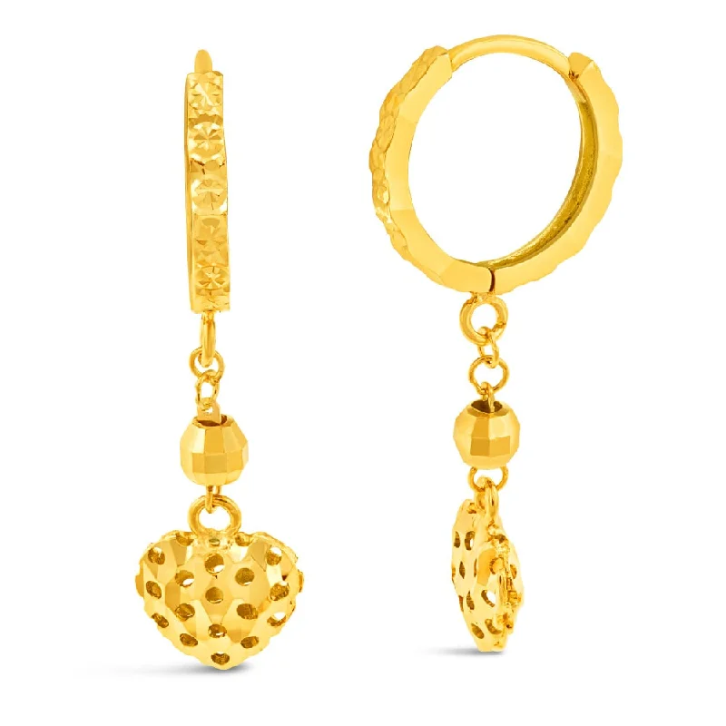 Jewelry Sale – Exclusive Styles At Lower Prices 9ct Yellow Gold Heart Charm On Hoop Earrings