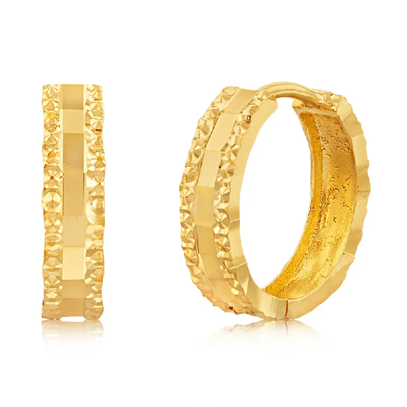 Limited-Stock Jewelry Sale – Once It's Gone, It's Gone 9ct Yellow Gold Patterned Fancy Hoop Earrings