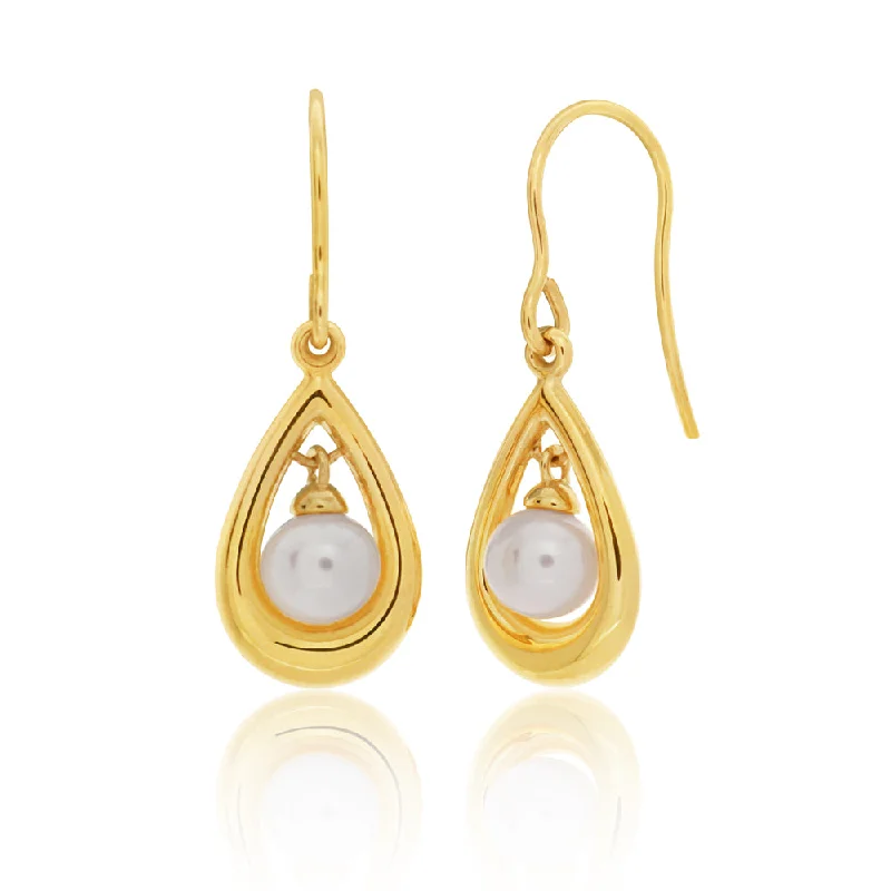 Trending Jewelry Now At Unbeatable Prices 9ct Yellow Gold Pearl Teardrop Earrings