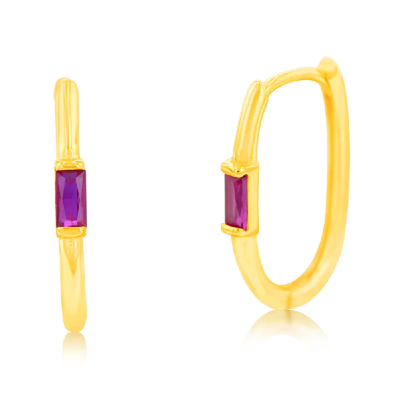 Shop Signature Jewelry Styles At Exclusive Prices 9ct Yellow Gold Ruby Elongated Sleeper Earrings