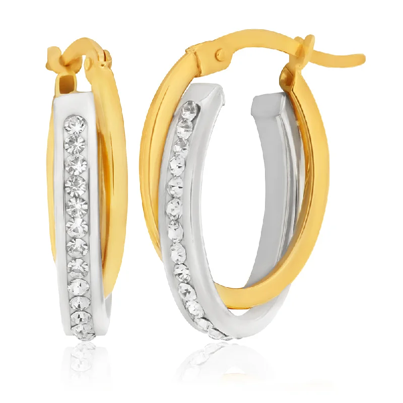 Huge Markdowns On Premium Jewelry Styles 9ct Yellow Gold Silver Filled Crystal Oval Hoop Earrings