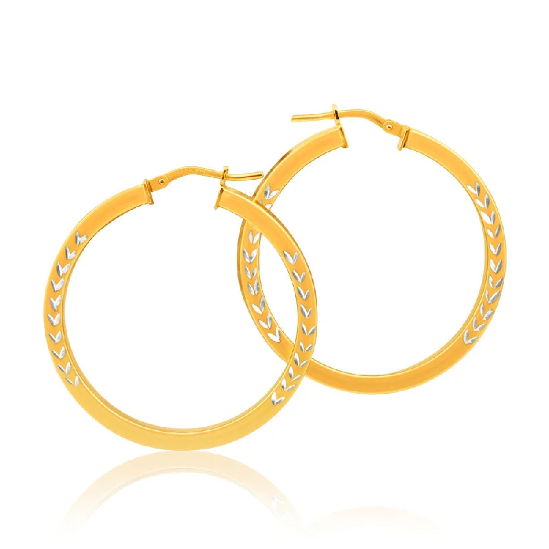 Luxury Jewelry Sale – Elegant Styles At Unbeatable Prices 9ct Yellow Gold Silver Filled Square Two Tone Hoop Earrings in 30mm