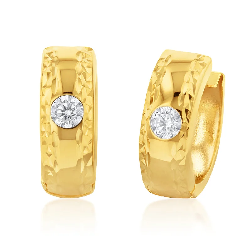 Premium Jewelry Now Available At Special Discounts 9ct Yellow Gold Silverfilled Cubic Zirconia 10mm Hoop Earrings