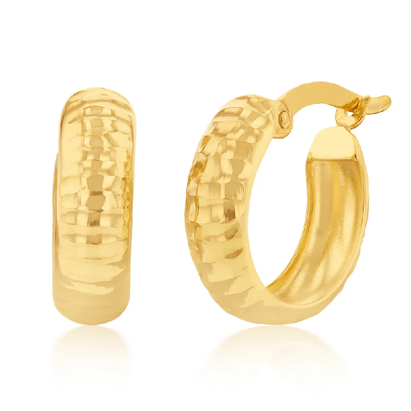 Get Ready To Sparkle – Special Jewelry Discounts 9ct Yellow Gold Silverfilled Diamond Cut 10mm Hoop Earrings